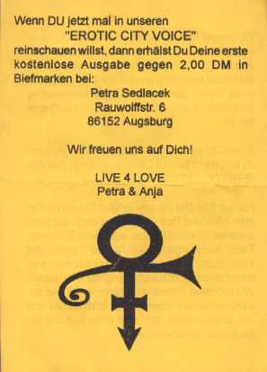 Prince - Flyer - Erotic City Voice - Germany   Flyer -   ex