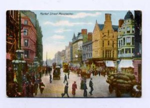 Market Street  Manchester Postcard W.H.S &amp; S.M Topo