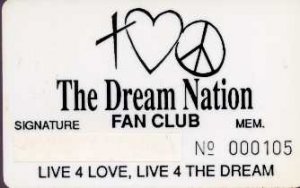 Prince - Membership Card for Dream Nation Fanclub - UK   Fanzine -   ex