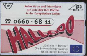 Austria Phone Card&nbsp; - HALLOO 100+6