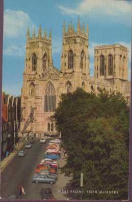 West Front, York Minster Posctard by J.Salmon  - Cars