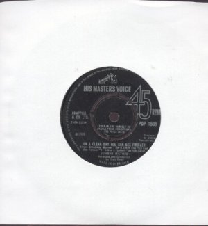 Johnny Mathis - On A Clear Day You Can See Forever - UK  7" Single