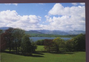 Bowfell and Langdale Pikes viewed from across Windermere Cumbia Postcard