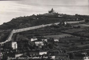 Black and White Postcard of The Colonnade and St Luca Santuary Italy RP
