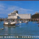 The Harbour and Hotel Burstin Folkstone Postcard / Salmon