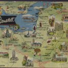 MAP OF SOMERSET Postcard 1964  by DENNIS