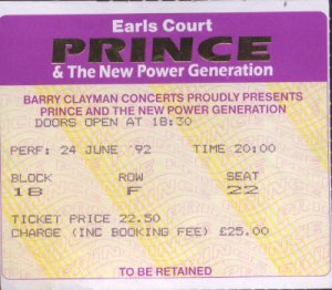 Prince & The New Power Generation - Ticket - Diamonds & Pearls Tour 1992
