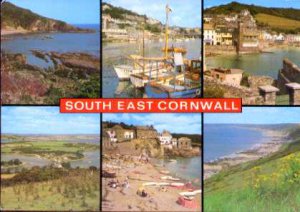 6 Views of South East Cornwall Postcard - J.Salmon