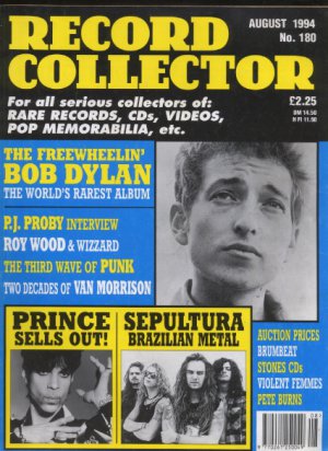 RECORD COLLECTOR Magazine August 1994 No 180 PRINCE, BOB DYLAN, SEPULTURA