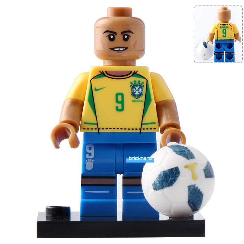 LEGO Compatible Football Player Ronaldo (Luiz Nazario) Custom Printed Minifigure Brick Toys Gift