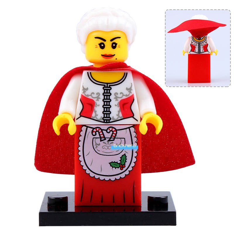 LEGO Compatible Christmas Themed Mrs Claus (Santa's Wife) Custom Printed Minifigure Brick Toys Gift