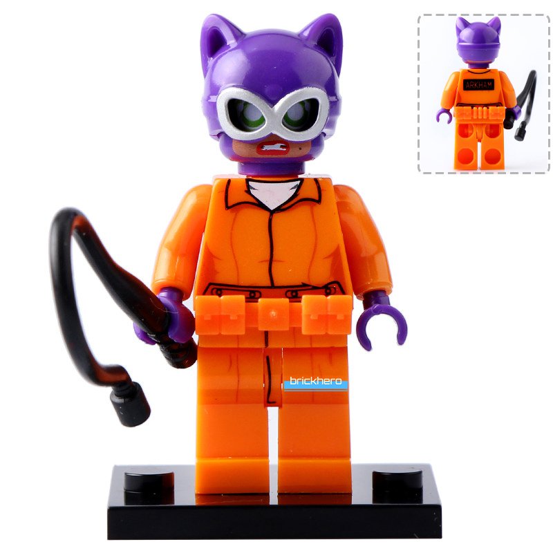 LEGO Compatible DC Superhero Arkam Prison Catwoman (Batman Movie) Custom Printed Minifigure Brick