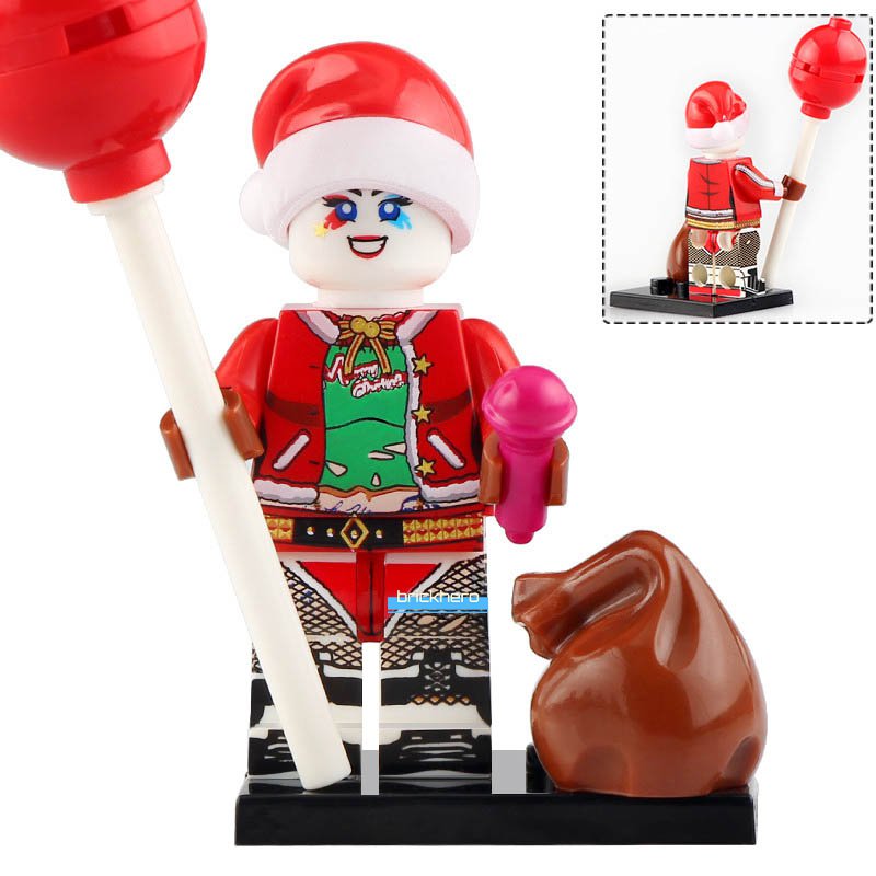 LEGO Compatible DC Superheroes Harley Quinn (Christmas Themed) Custom Printed Minifigure Brick Toys