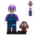 LEGO Compatible Super Mario Bros Waluigi with Goomba Custom Printed Minifigure Brick Toys Gift