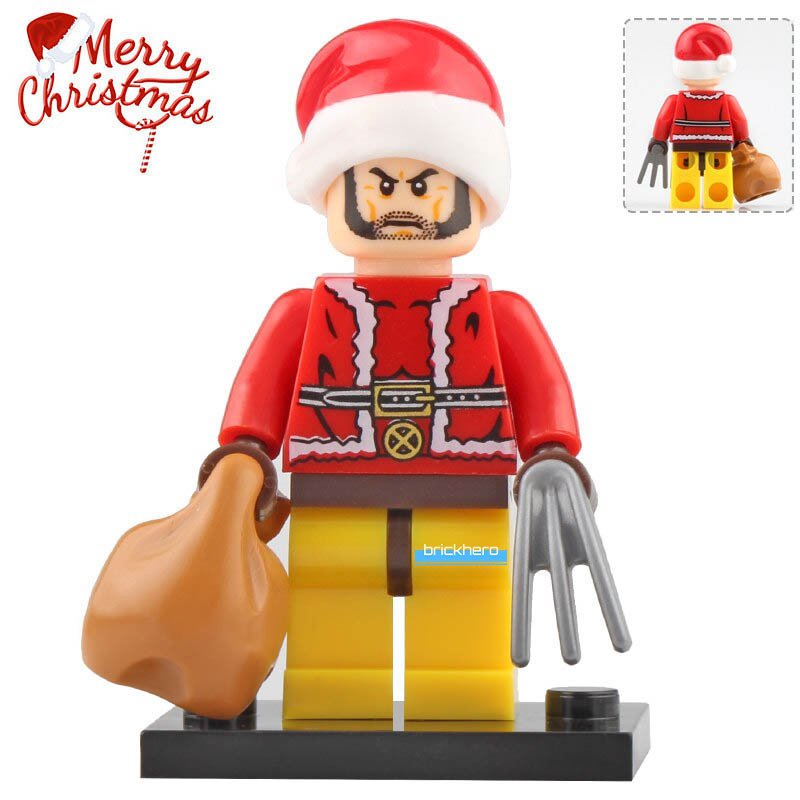 LEGO Compatible Marvel Superheroes Santa Wolverine (X-Men) Custom Printed Minifigure Brick Toys Gift