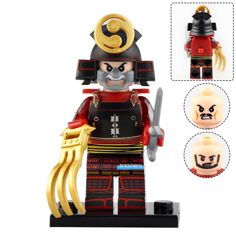 LEGO Compatible Japanese Samurai Warrior in Armor Custom Printed Minifigure Brick Toys Gift