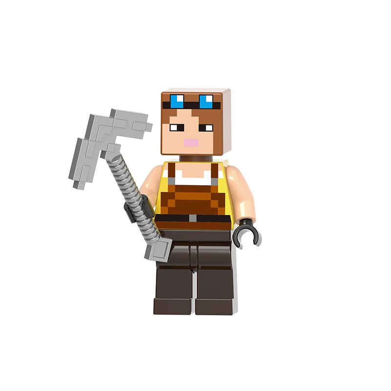 LEGO Compatible Minecraft Blacksmith with Iron Pickaxe Custom Printed Minifigure Brick Toys Gift
