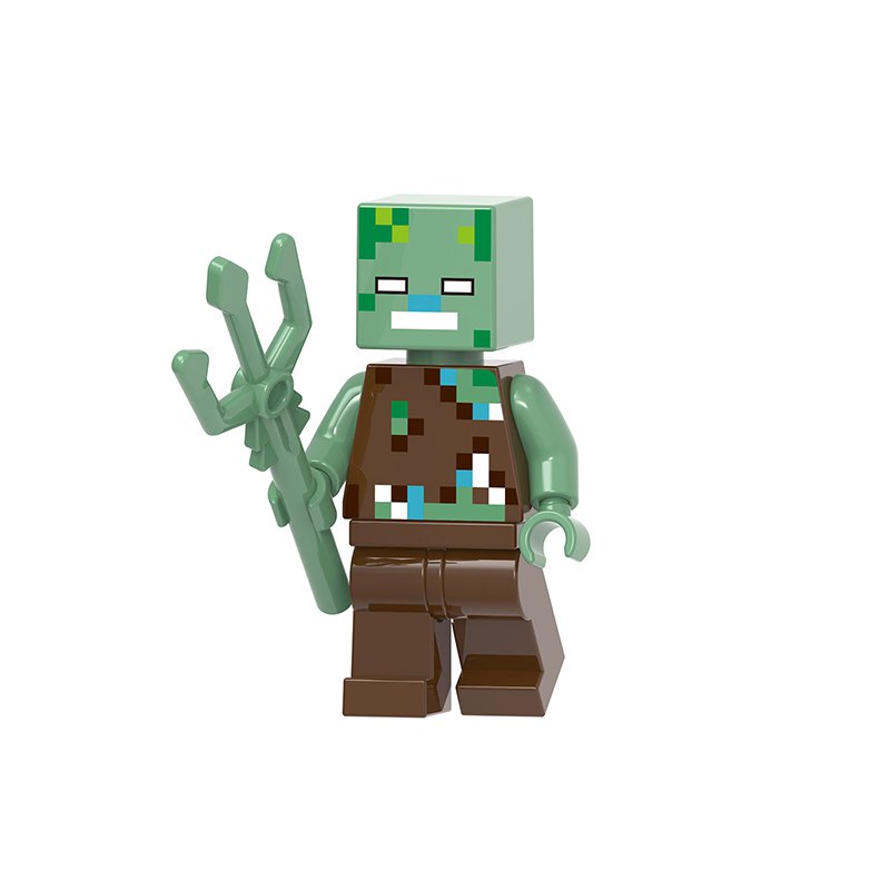 LEGO Compatible Minecraft Drowned Zombie Custom Printed Minifigure Brick Toys Gift