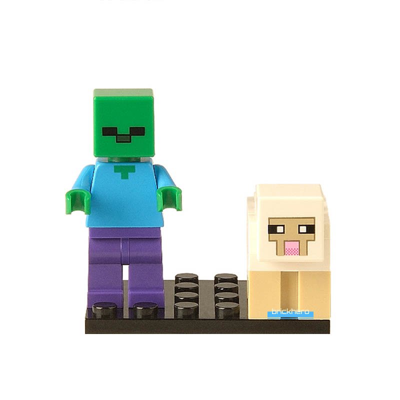 LEGO Compatible Minecraft Zombie with Sheep Custom Printed Minifigure Brick Toys Gift