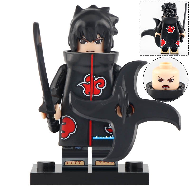 LEGO Compatible Naruto Shippuden Uchiha Sasuke (Akatsuki) Custom Printed Minifigure Brick Toys Gift