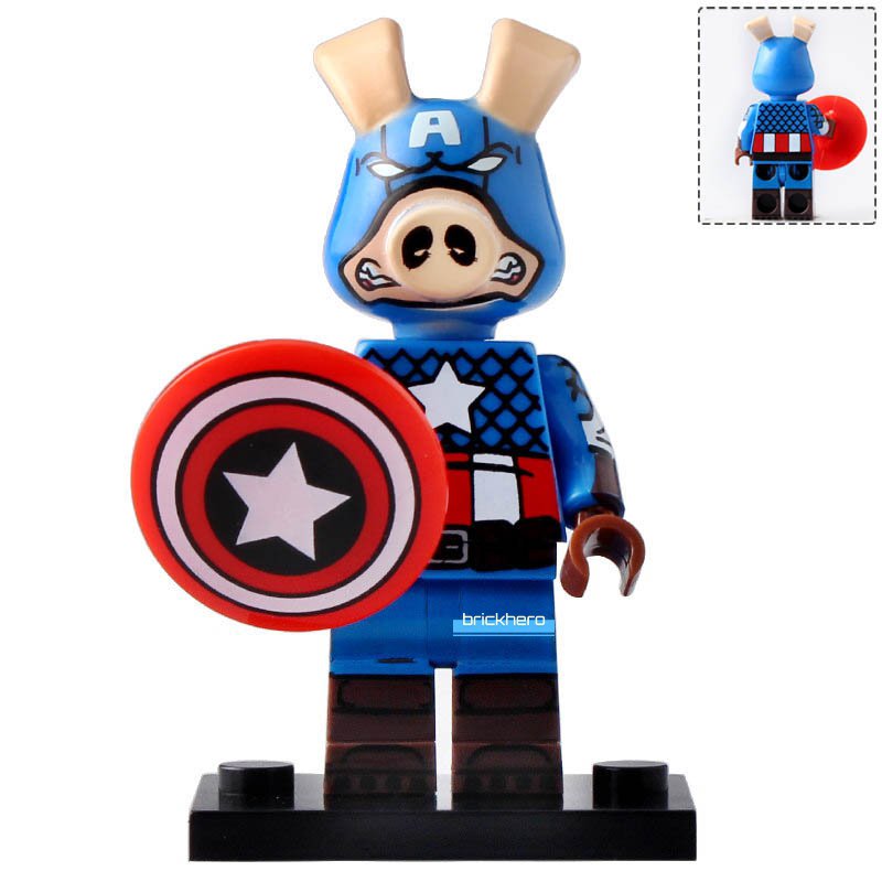 Captain Hamerica Marvel Comic Ultimate Civil War Spider-Ham #1 Lego Custom Minifigure Brick Toys