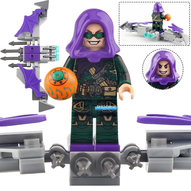 Green Goblin with Goblin Glider MCU Spider-Man No Way Home 2021 Lego Custom Minifigure Brick Toys