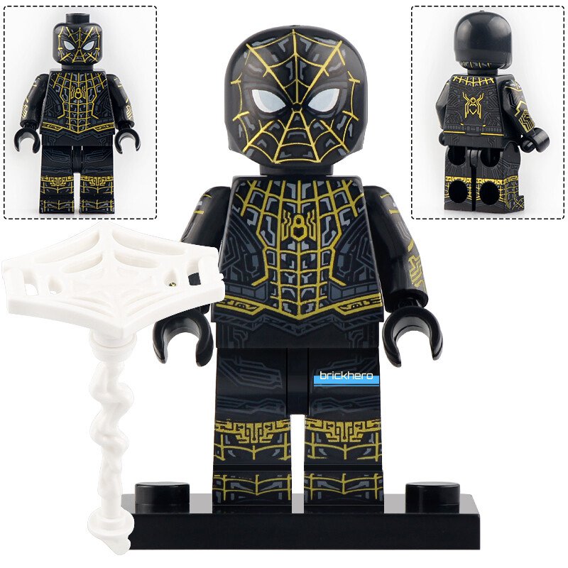Peter Parker (Black & Gold Suit)) MCU Spider-Man No Way Home 2021 Lego Custom Minifigure Brick Toys