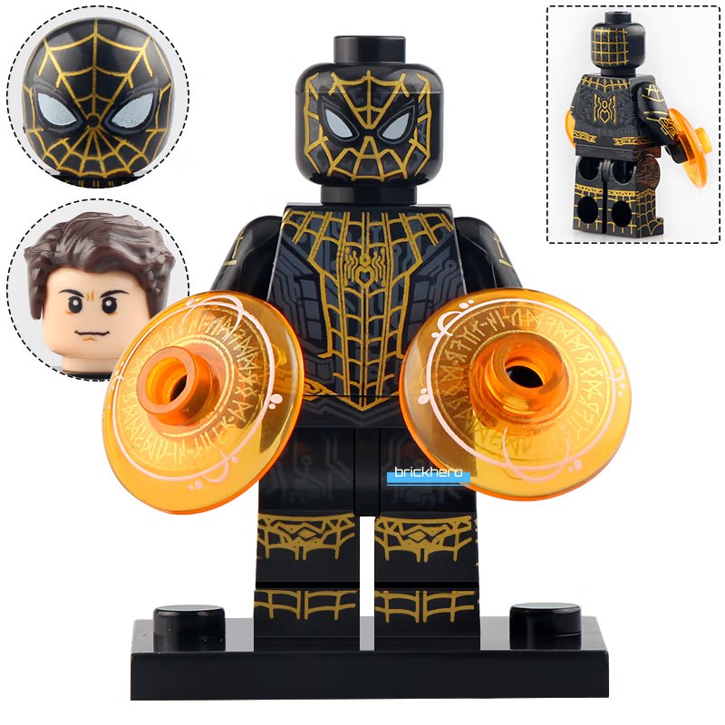 Spider-Man (Black & Gold Suit)) MCU Spider-Man No Way Home (2021) Lego Custom Minifigure Brick Toys