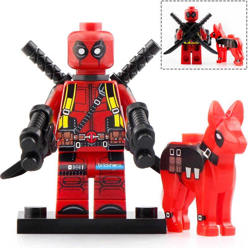 Deadpool with Pikachu Backpack Marvel Superhero Lego Minifigure Brick Toys Gift