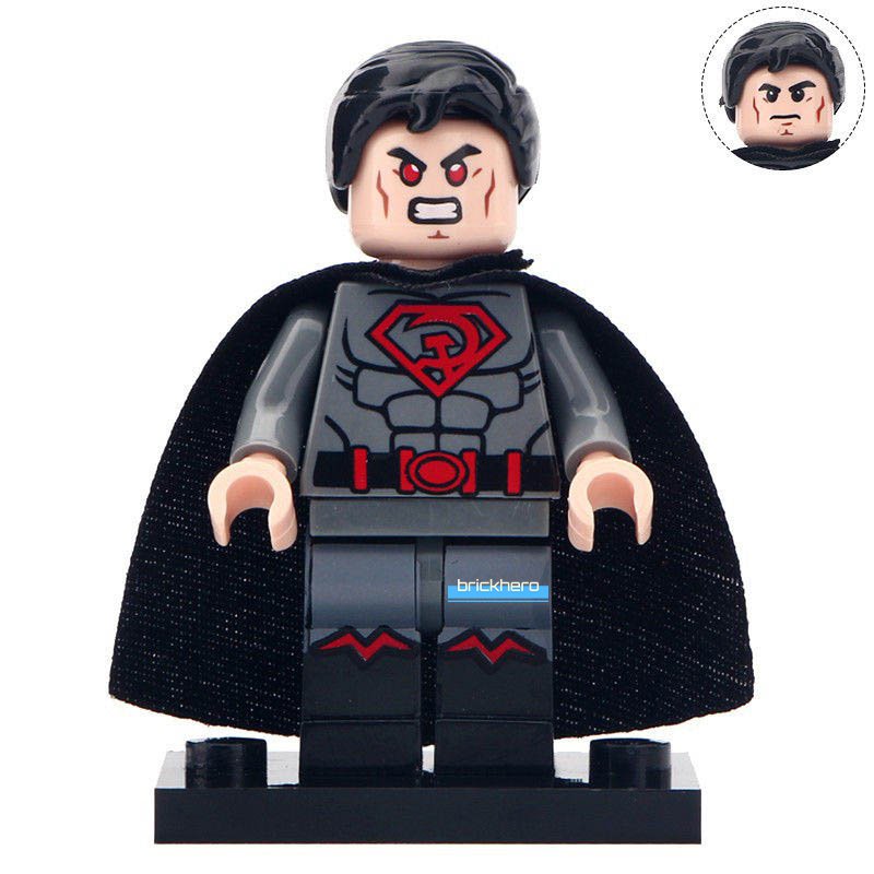 Red Son Superman DC Comic Super Heroes Lego Custom Minifigure Brick Toys Gift