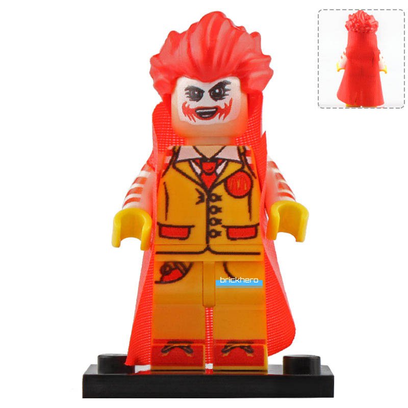 Ronald McDonald Joker DC Universe Superheroes Lego Custom Minifigure Brick Toys