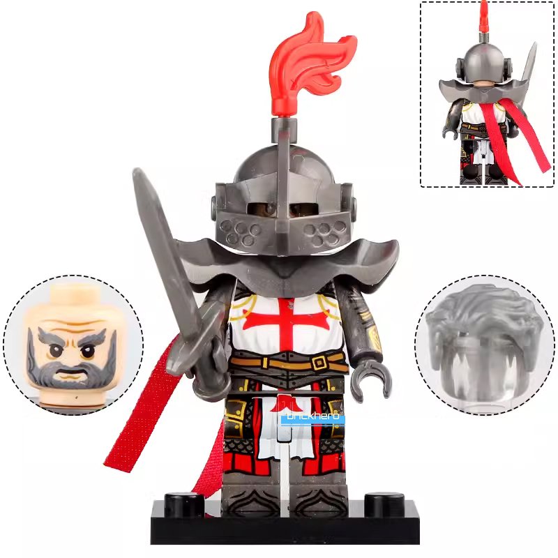 Knights Templar Medieval Warriors Lego Custom Minifigure Brick Toys Gift