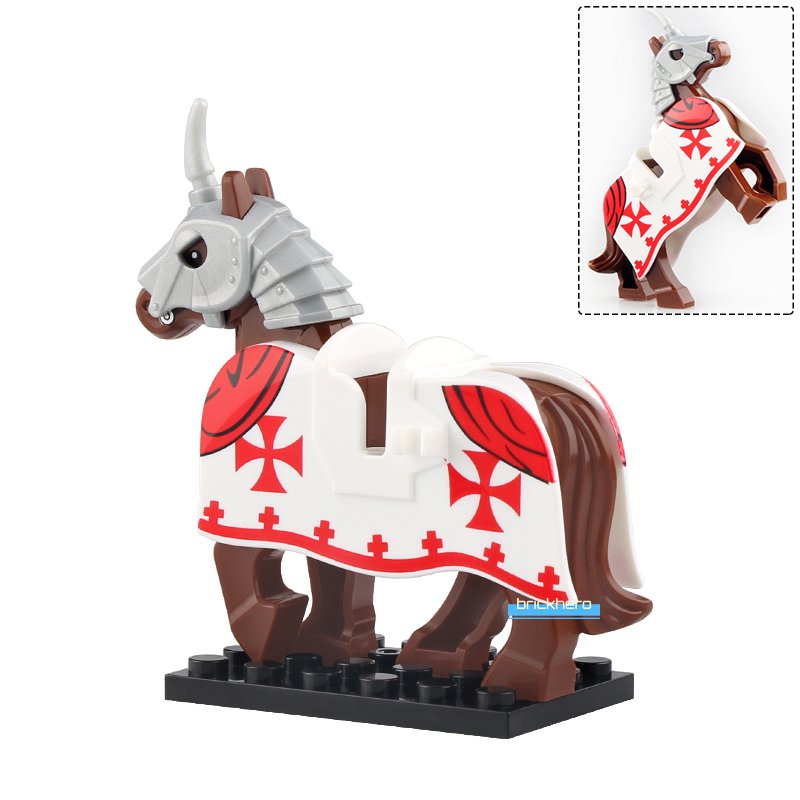 Castle Knights Templar Charger Horse Lego Custom Minifigure Brick Toys Gift
