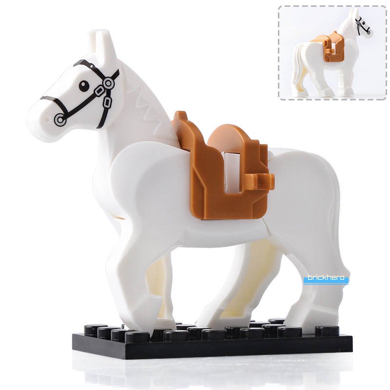 Medieval Castle Kingdoms White Horse Lego Custom Minifigure Brick Toys Gift
