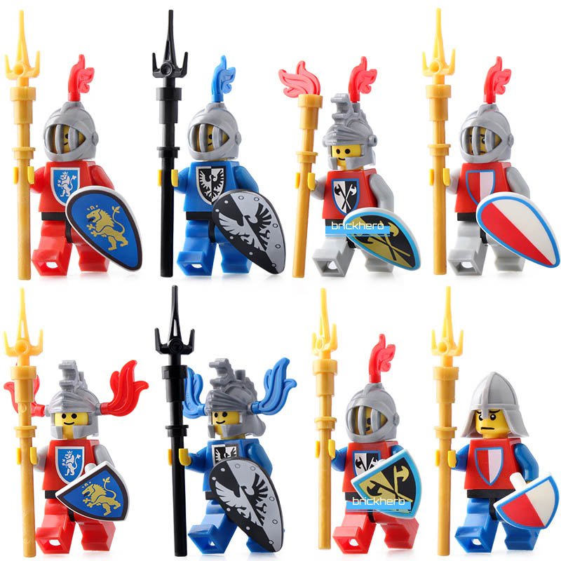 Castle Fantasy Era Crusader Knights Lego Custom Minifigure Brick Toys Set 8Pcs