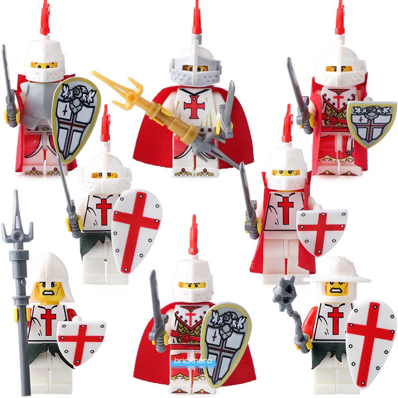 Castle Fantasy Era Templar Crusader Knights Lego Custom Minifigure Toys Set 8Pcs