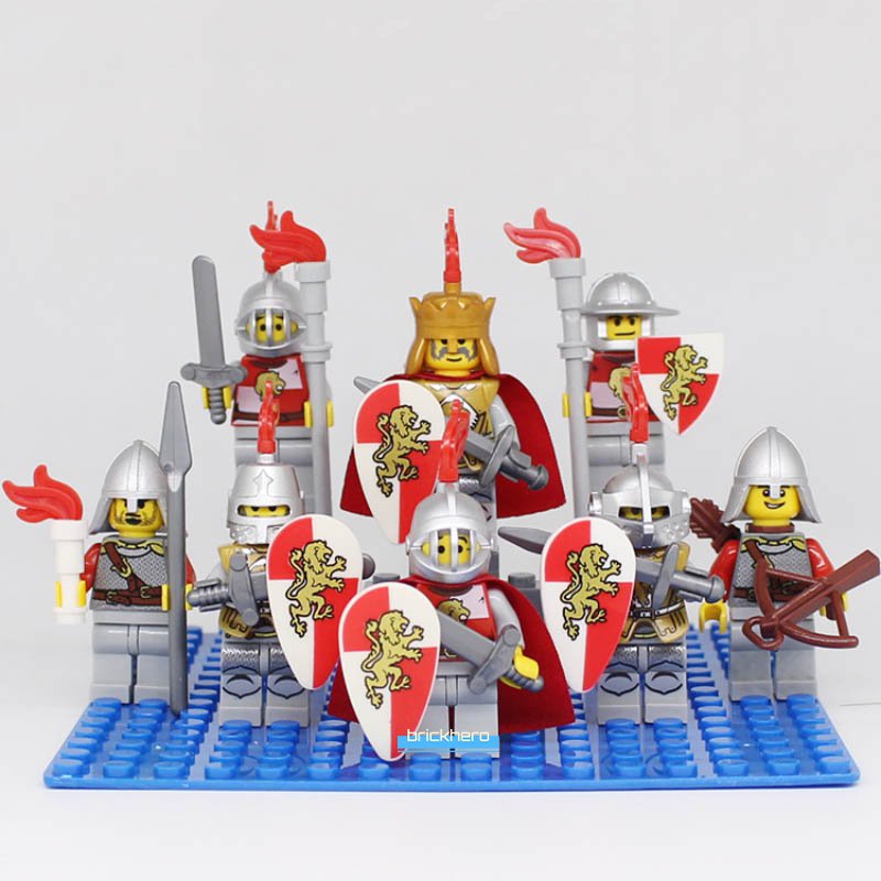 Medieval Castle Kingdoms Red Lion Knights Lego Custom Minifigure Brick Toys 8Pcs