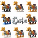 Castle Blue Crown Knight Horse Barding Armor Custom LEGO Minifigure Toy Set 8Pcs