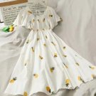 High-waisted suspender mid-length skirt with printed temperament