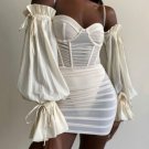 European and American women's sexy jacquard chiffon dress
