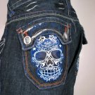 LAGUNA BEACH JEANS Huntington Beach Indigo w/Blue SKULL Patch & Key Chain 42 x 34
