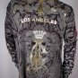 CHRISTIAN AUDIGIER RHINESTONE Skull & Roses Thermal T Shirt, M Medium