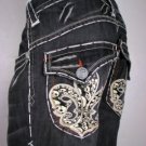 LAGUNA BEACH JEANS Redondo Beach BLK SKULL FLEUR, 42 x 34, New With All Tags