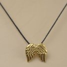 Dogeared Necklace Gold Angel Wing Make A Wish Black Silk 18 inch New With Card