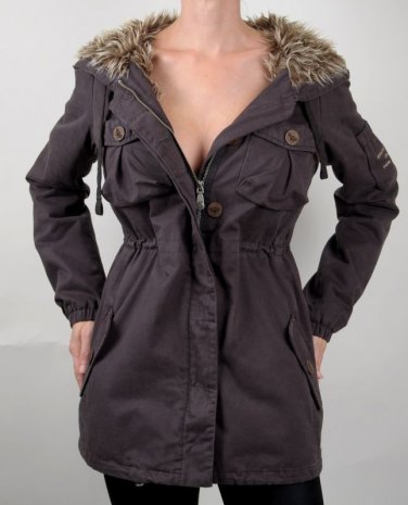 Odd Molly Coat New 364 DARK GREY Faux Fur Lined Coat Jacket S, Small 1