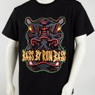 Bass By Ron Bass T Shirt Black, Fully Embroidered Hippo Art, 2XL, 48" Chest