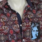 John Lennon Mens Dress Shirt 'English Royals' Plum Paisley, L, Chest 46.5"
