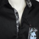 John Lennon Dress Shirt Black Jacquard and Paisley English Laundry, L, Chest 45"
