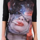 Iron Fist New T Shirt, Top, Pentagram Smoking Girl, Lips, Oversized Raglan, M
