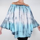Elan Resort Tunic Top Feather Turquiose Off Shoulder Cover Up, 1 Size fits S M L